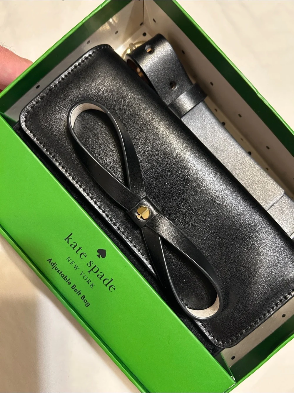 kate spade Black Leather Bow Card & Key Holder